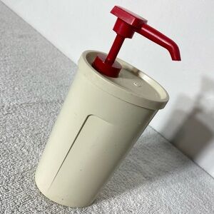 Vintage Tupperware Ketchup Pump Dispenser Beige Red